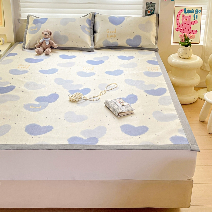 91家纺网 家纺一手货源 找家纺 金盛纺 2025新款A类数码印花冰丝席-床席款 心心相印