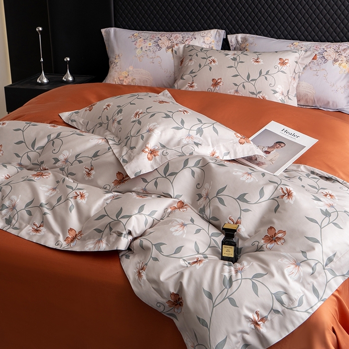 91家纺网 家纺一手货源 找家纺 皇寝世家家居 2025新款60S新疆长绒棉数码印花全棉床上四件套纯棉床品套件 蔓丽