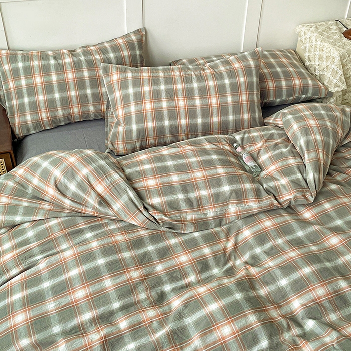 91家纺网 家纺一手货源 找家纺 大柏树 2025新款全棉水洗棉套件-床单四件套 诺卡