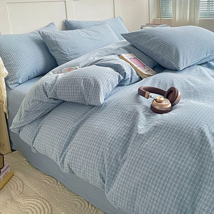 91家纺网 家纺一手货源 找家纺 大柏树 2025新款全棉水洗棉套件-床单四件套 春野兰