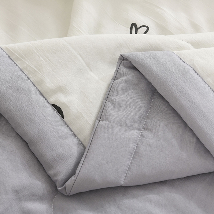 91家纺网 家纺一手货源 找家纺 红日子纺织品 2025新款棉麻夏被四件套 黑白爱心