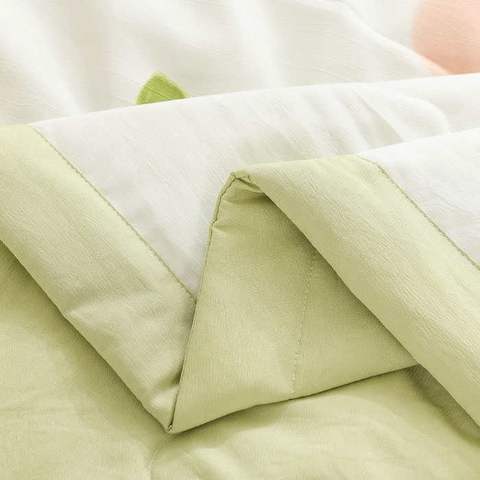 91家纺网 家纺一手货源 找家纺 红日子纺织品 2025新款棉麻夏被四件套 浪漫爱心