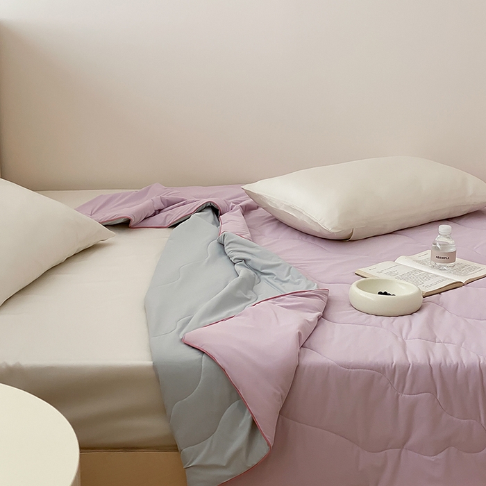 91家纺网 家纺一手货源 找家纺 时年家纺 2025新款升级版180克高定即刻凉感夏被 香芋紫