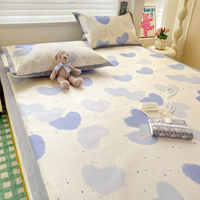 91家纺网 家纺一手货源 找家纺 金盛纺 2025新款A类数码印花冰丝席-床席款 心心相印