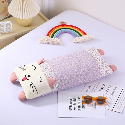 91家纺网 家纺一手货源 找家纺 （总）蔻眠 2025新款大脸猫-全棉印花卡通甜荞麦枕儿童学生护颈枕30x55cm