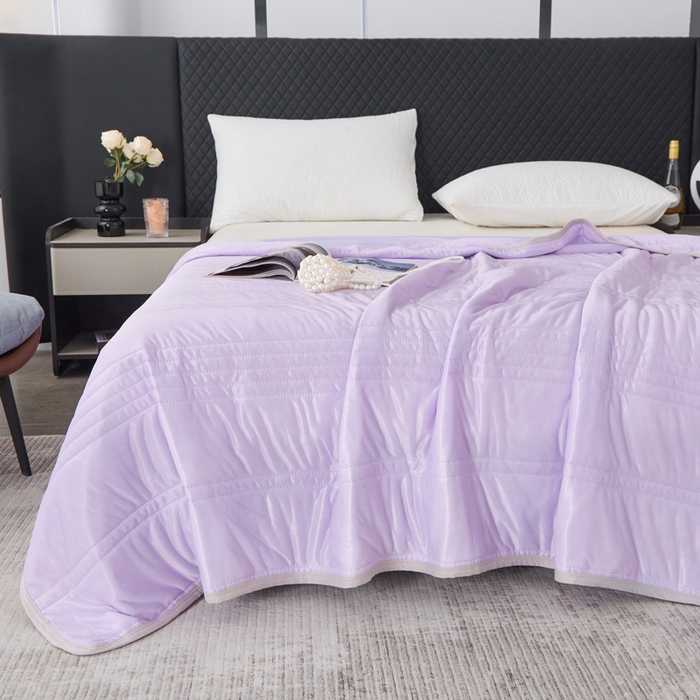 91家纺网 家纺一手货源 找家纺 丝薇雅 2025新款凉感丝夏被冰淇淋夏凉被 条纹紫色