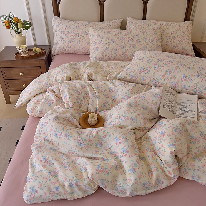 91家纺网 家纺一手货源 找家纺 优品阁  2025新款A类全棉有氧双层纱四件套 汪小姐