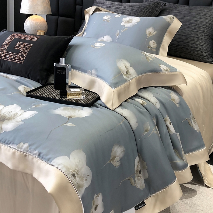 91家纺网 家纺一手货源 找家纺 若未家居 LOVEWE HOUSE 2025新款兰精天丝印花夏被及夏被四件套 蒲公英之恋（床单款+床盖款）