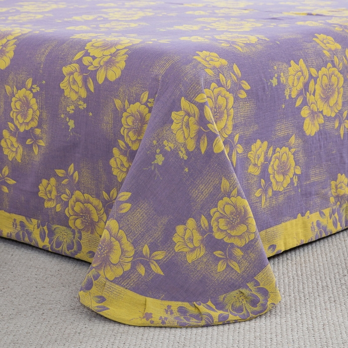 91家纺网 家纺一手货源 找家纺 2025新款全棉色织双层纱纽扣款四件套 云纱-浅紫