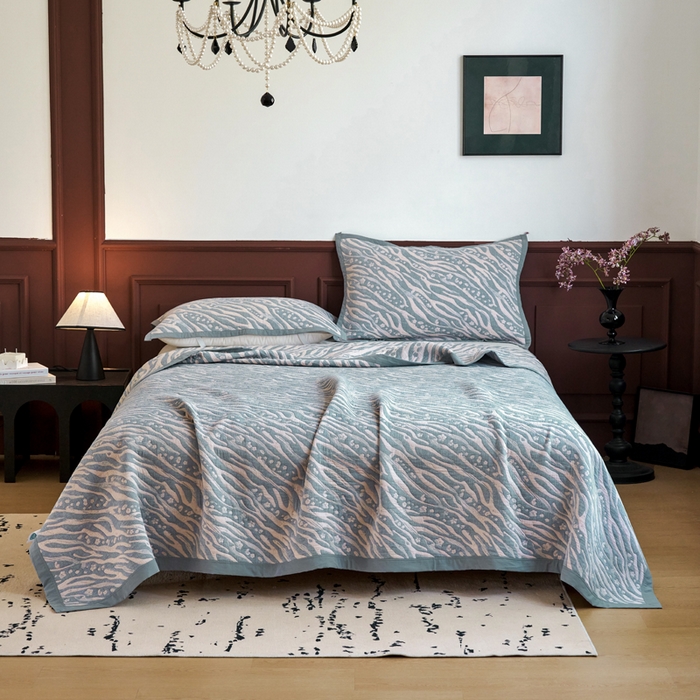 91家纺网 家纺一手货源 找家纺 棠薇家纺  2025新款北欧风盖毯毛巾被 木影驼兰