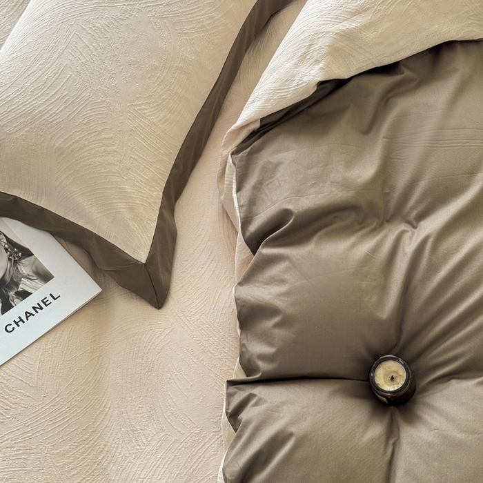 91家纺网 家纺一手货源 找家纺 若未家居 LOVEWE HOUSE 2025新款50S色织空气层水洗大提花全棉四件套 流光 燕麦米