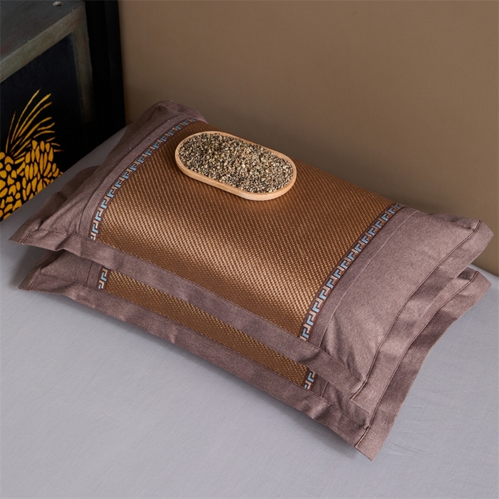 91家纺网 家纺一手货源 找家纺 织布人2025新款荞麦枕夏季凉感冰藤枕头竹面硬枕茶叶茉莉花夏凉枕头 夏凉直角冰藤-咖色【38*58茶香枕】