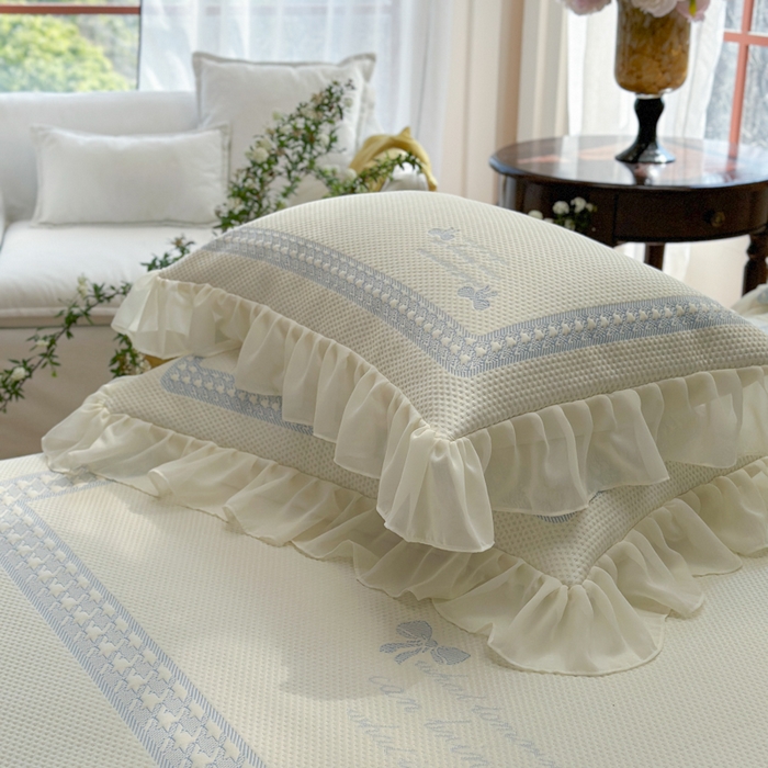 91家纺网 家纺一手货源 找家纺 2025新款蝴蝶小姐冰岛赋能凉席三件套 蝴蝶小姐-蓝