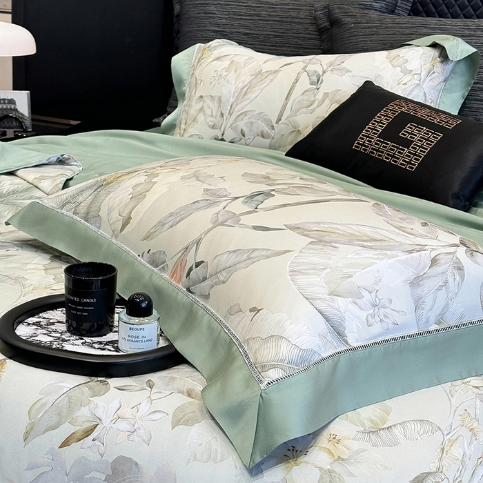 91家纺网 家纺一手货源 找家纺 若未家居 LOVEWE HOUSE 2025新款兰精天丝印花夏被及夏被四件套 清爽一夏（床单款+床盖款）