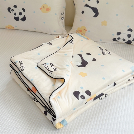 91家纺网 家纺一手货源 找家纺 暖生活 2025新款牛奶针织小清新大豆夏被 熊猫小鸭