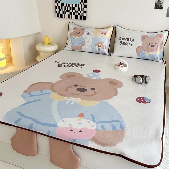 91家纺网 家纺一手货源 找家纺 美乐迪家纺 2025新款异形冰藤席 小熊