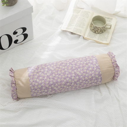 织布人2025新款荞麦枕全棉小碎花圆柱枕颈椎枕牵引反弓拉伸颈椎枕头    全棉颈椎圆柱枕-丽春紫【荞麦壳】 12*46*8cm   