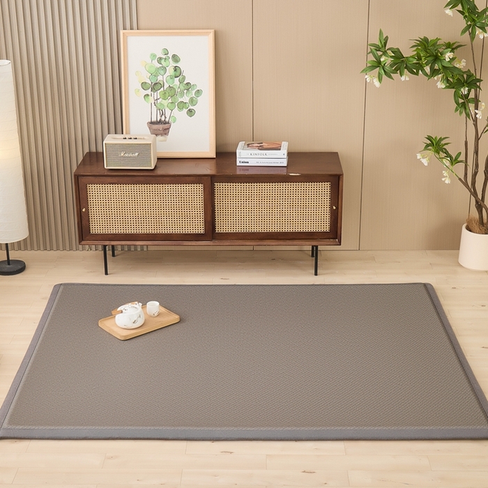 91家纺网 家纺一手货源 找家纺 绒艺席业 2025新款PE藤席地垫 灰色