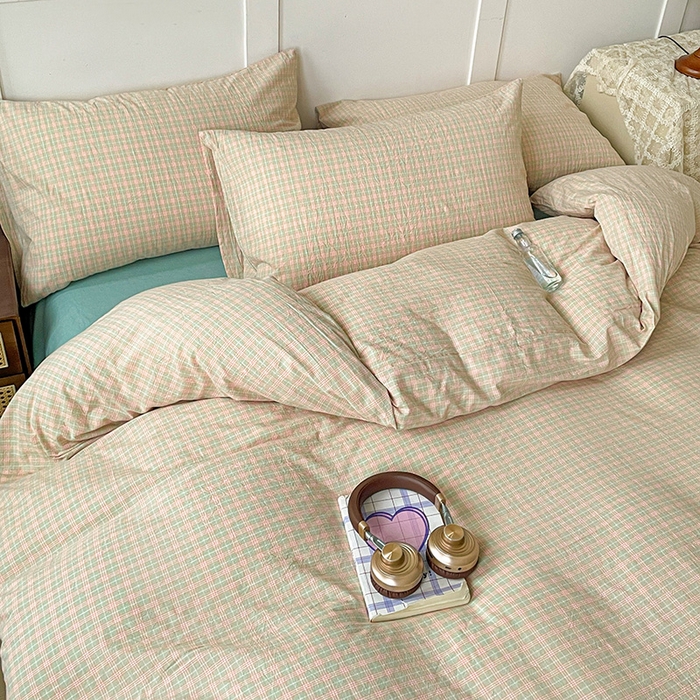 91家纺网 家纺一手货源 找家纺 大柏树 2025新款全棉水洗棉套件-床单四件套 春野玉