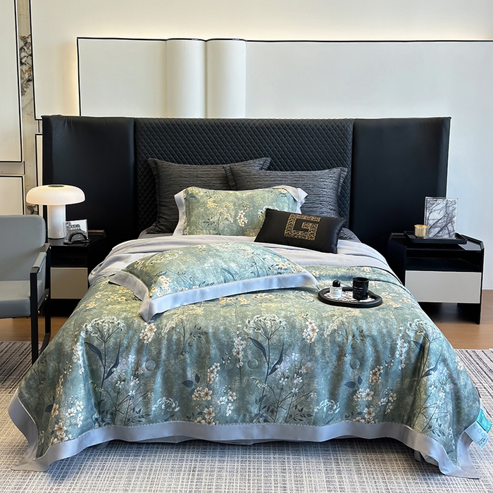 91家纺网 家纺一手货源 找家纺 若未家居 LOVEWE HOUSE 2025新款兰精天丝印花夏被及夏被四件套 空山栀子（床单款+床盖款）