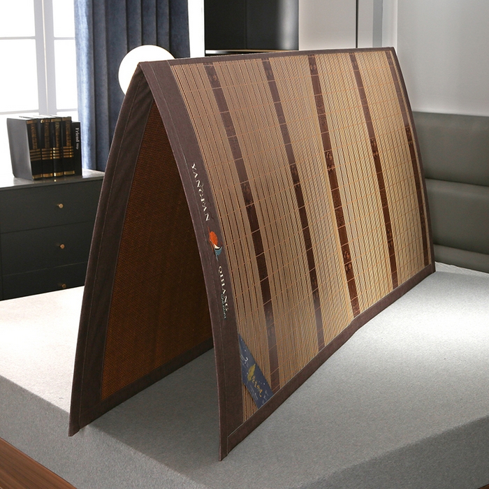 91家纺网 家纺一手货源 找家纺 森璐家纺 2025新款茶香养生竹席藤席草席冰丝席凉席子 富贵抱竹-反面冰藤