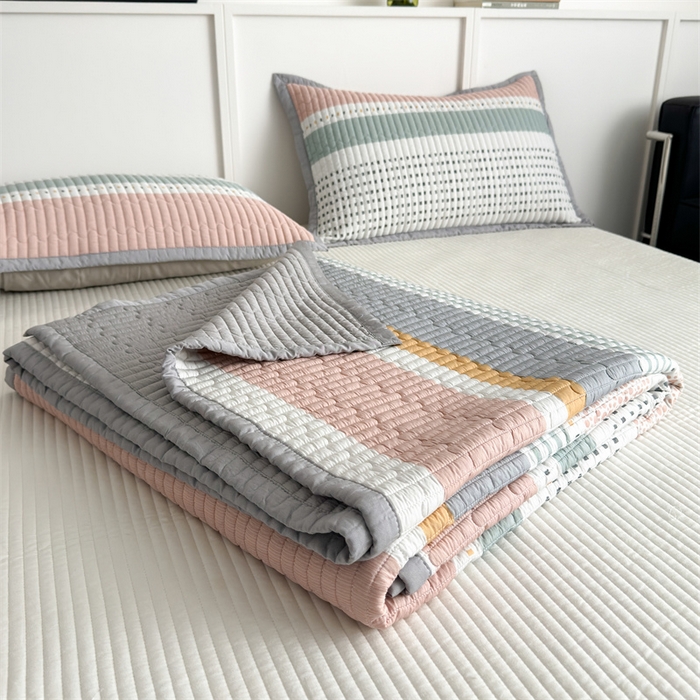 91家纺网 家纺一手货源 找家纺 美优兰 2025春夏新款双面天丝高温砂洗床盖 卡农