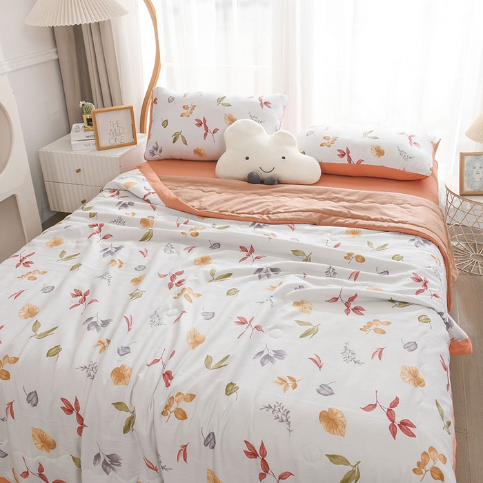 91家纺网 家纺一手货源 找家纺 红日子纺织品 2025新款棉麻夏被四件套 金风玉露