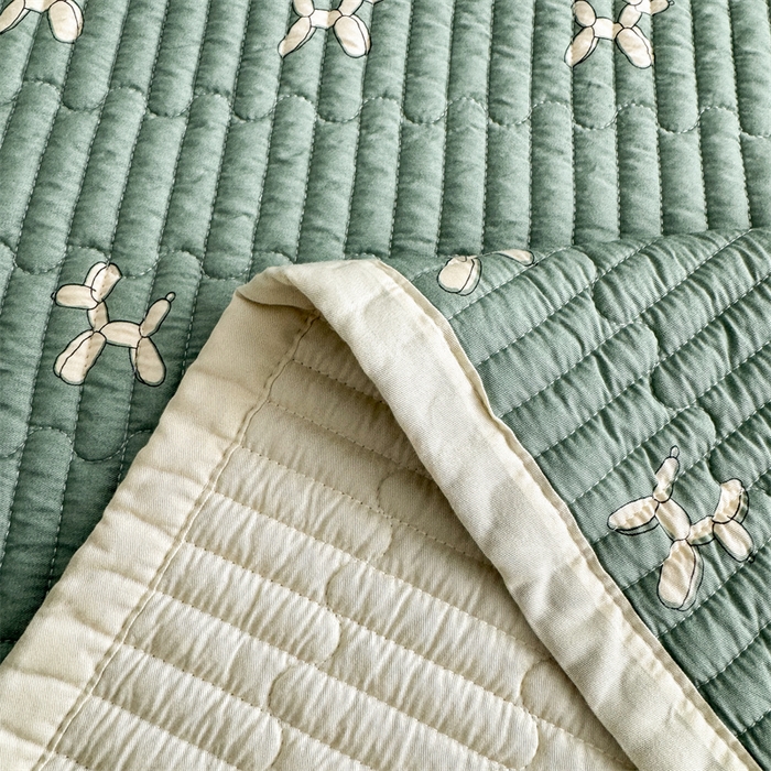 91家纺网 家纺一手货源 找家纺 美优兰 2025春夏新款双面天丝高温砂洗床盖 机器狗