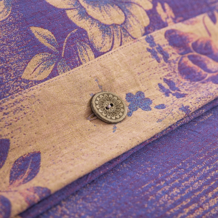 91家纺网 家纺一手货源 找家纺 2025新款全棉色织双层纱纽扣款四件套 云纱-紫罗兰