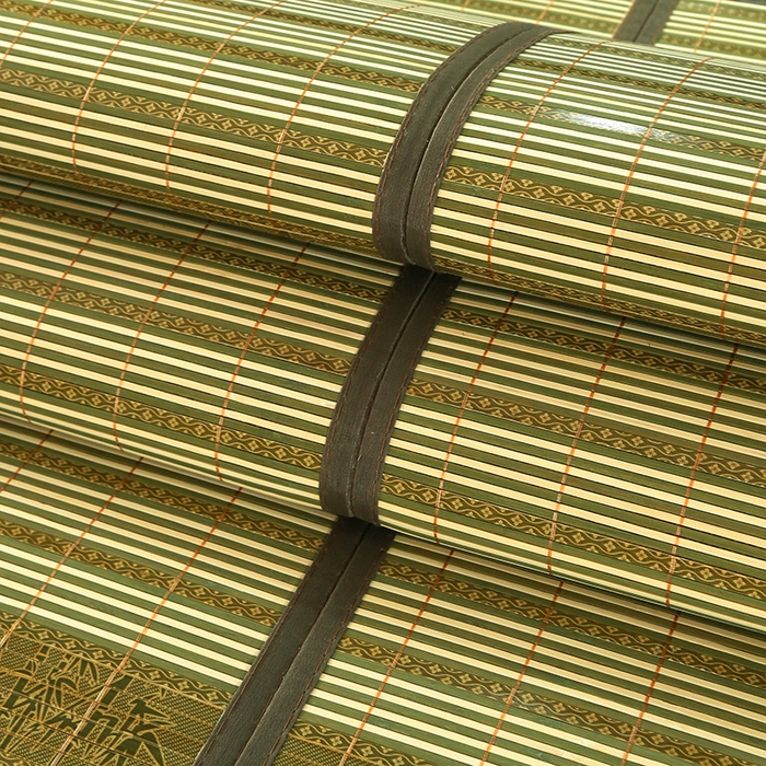 91家纺网 家纺一手货源 找家纺 森璐家纺 2025新款茶香养生竹席藤席草席冰丝席凉席子 熊猫绿-反面冰藤