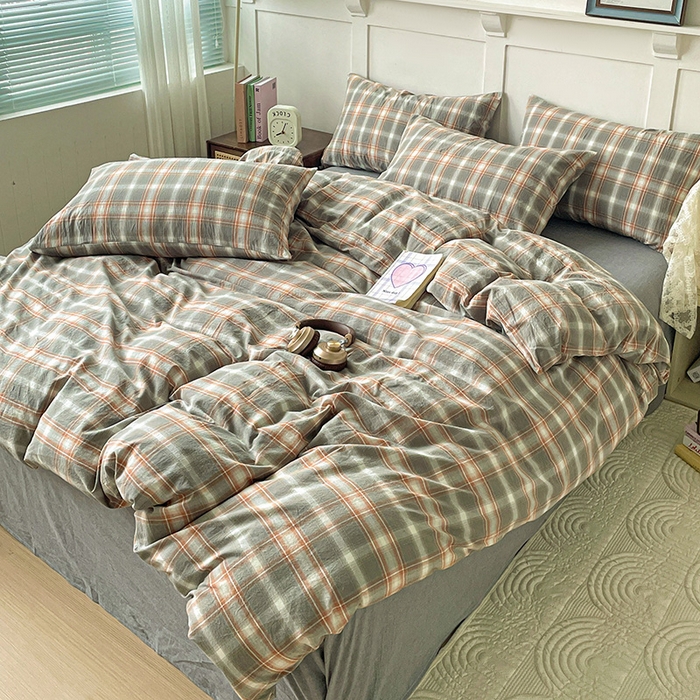 91家纺网 家纺一手货源 找家纺 大柏树 2025新款全棉水洗棉套件-床单四件套 诺卡