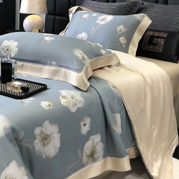 91家纺网 家纺一手货源 找家纺 若未家居 LOVEWE HOUSE 2025新款兰精天丝印花夏被及夏被四件套 蒲公英之恋（床单款+床盖款）