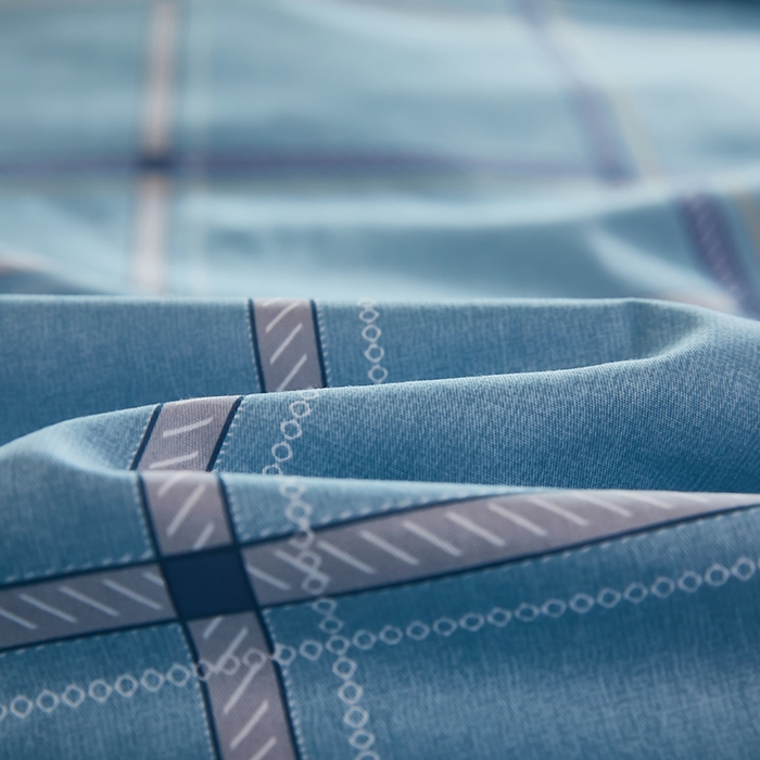 91家纺网 家纺一手货源 找家纺 全美家居 2025新款全棉学生款宿舍纯棉三六件套全棉三件套羽丝绒被备货充足 时尚悦格 蓝