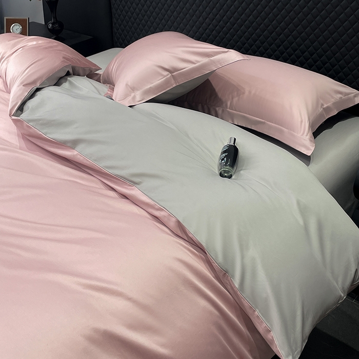 91家纺网 家纺一手货源 找家纺 皇寝世家家居 2025新款全棉纯棉A类100s长绒棉四件套刺绣绣花纯色贡缎床单款-诗雅 诗雅-如意粉