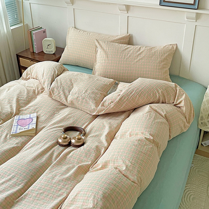 91家纺网 家纺一手货源 找家纺 大柏树 2025新款全棉水洗棉套件-床单四件套 春野玉