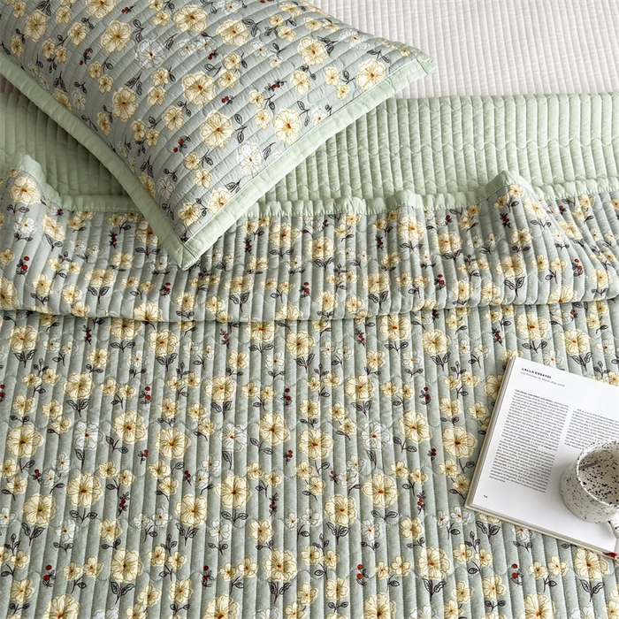 91家纺网 家纺一手货源 找家纺 美优兰 2025春夏新款双面天丝高温砂洗床盖 七里香