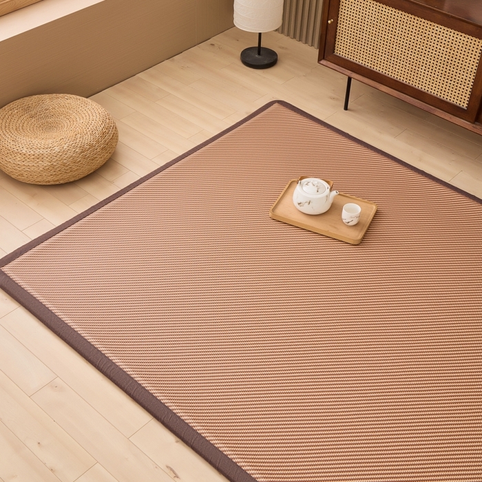 91家纺网 家纺一手货源 找家纺 绒艺席业 2025新款PE藤席地垫 斜纹编织 白玉