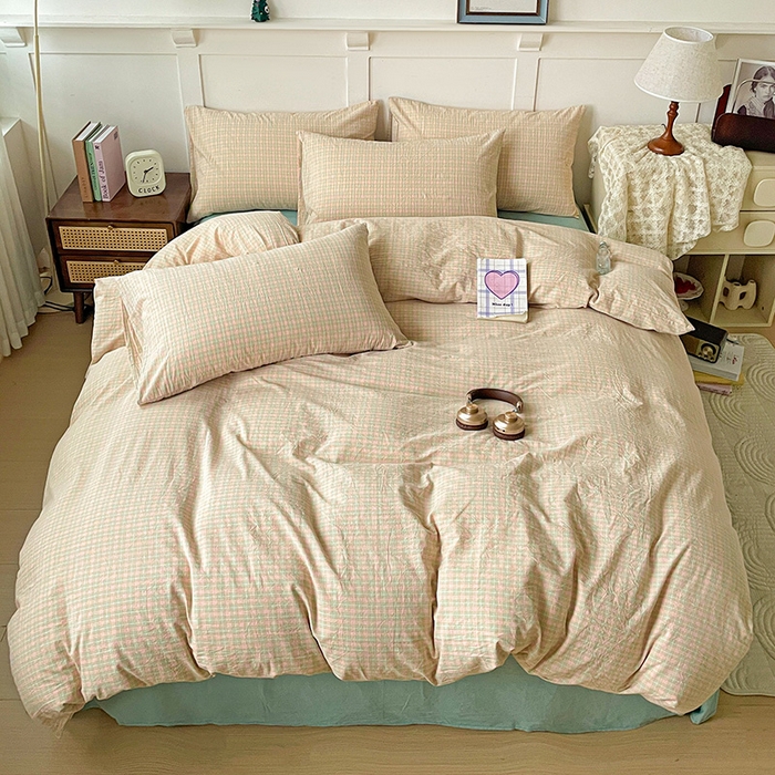 91家纺网 家纺一手货源 找家纺 大柏树 2025新款全棉水洗棉套件-床单四件套 春野玉