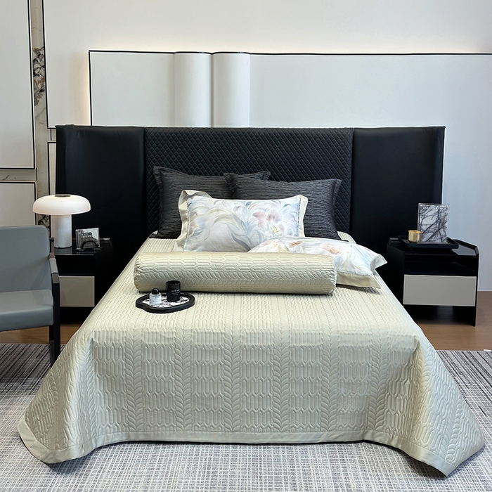 91家纺网 家纺一手货源 找家纺 若未家居 LOVEWE HOUSE 2025新款兰精天丝印花夏被及夏被四件套 粉墨华羽（床单款+床盖款）