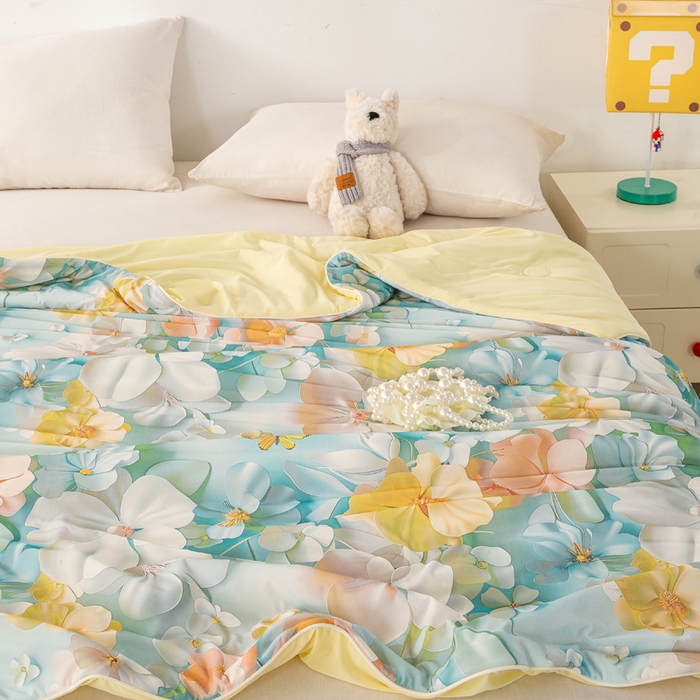 91家纺网 家纺一手货源 找家纺 （总） 居易简 2025新款5D立体夏被空调被A类云母仿锦氨凉感丝夏凉被