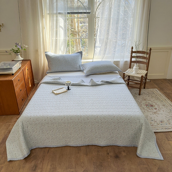 91家纺网 家纺一手货源 找家纺 美优兰 2025春夏新款双面天丝高温砂洗床盖 赫拉花园