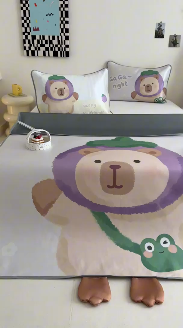 91家纺网 家纺一手货源 找家纺 美乐迪家纺 2025新款异形冰藤席 卡皮巴拉