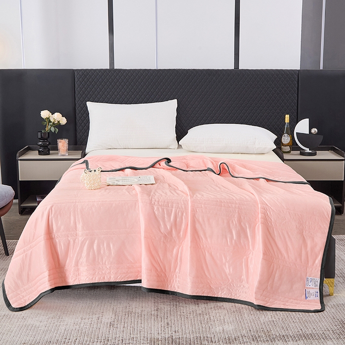 91家纺网 家纺一手货源 找家纺 丝薇雅 2025新款凉感丝夏被冰淇淋夏凉被 黑边-玉色