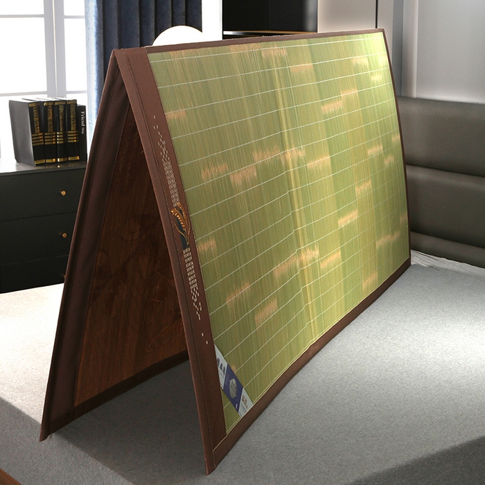 91家纺网 家纺一手货源 找家纺 森璐家纺 2025新款茶香养生竹席藤席草席冰丝席凉席子 竹叶青-反面冰丝