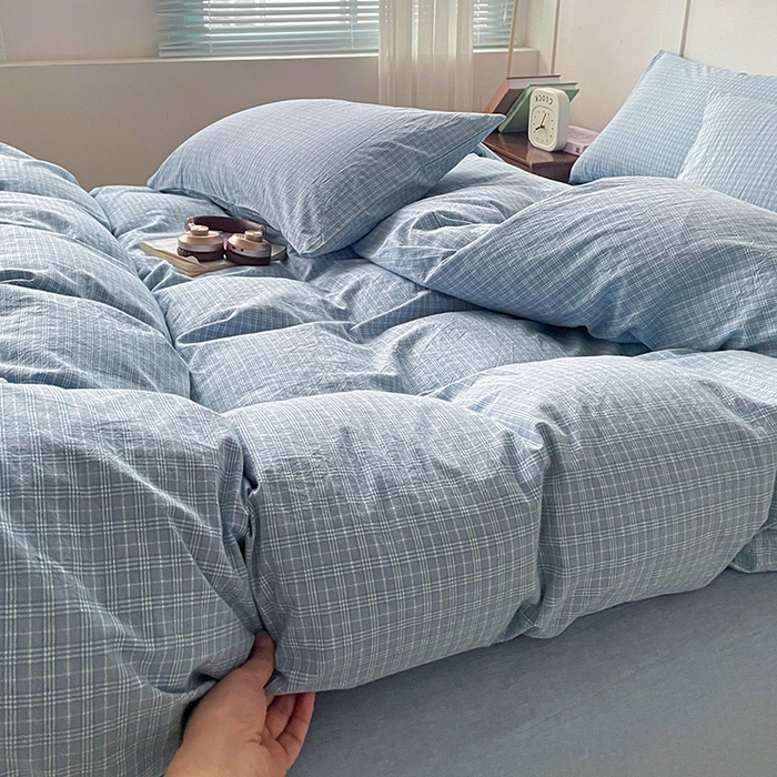 91家纺网 家纺一手货源 找家纺 大柏树 2025新款全棉水洗棉套件-床单四件套 春野兰