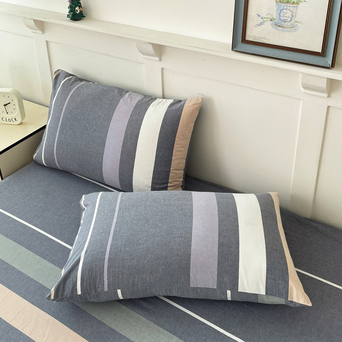 91家纺网 家纺一手货源 找家纺 2025新款全棉水洗棉套件-单床笠 流年灰