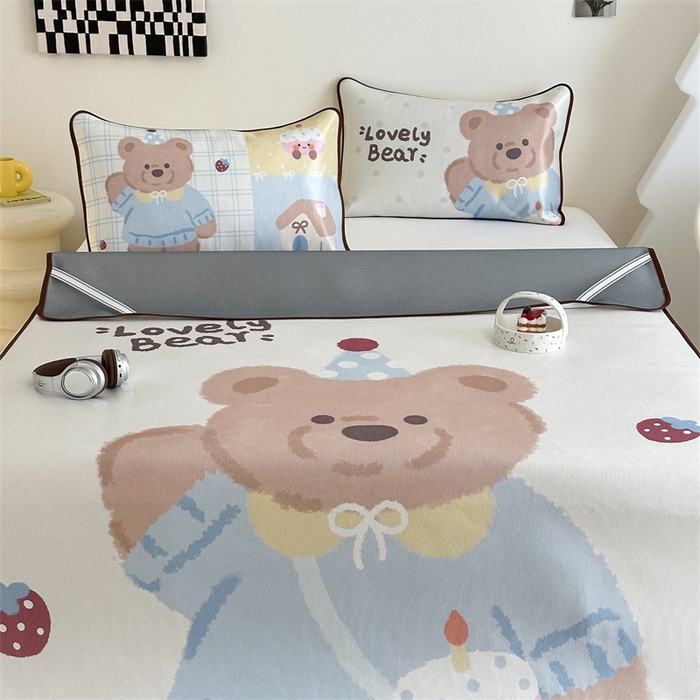 91家纺网 家纺一手货源 找家纺 美乐迪家纺 2025新款异形冰藤席 小熊