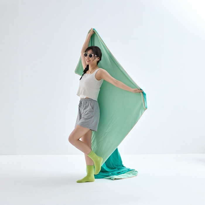 91家纺网 家纺一手货源 找家纺 2025春夏新款A类母婴级西瓜啵啵凉感被锦氨夏凉被空调被 西瓜绿+青柠绿