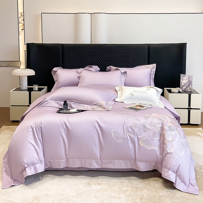 91家纺网 家纺一手货源 找家纺 星蕴家纺 2025新款100支澳棉正宗长绒棉四件套-绽放 绽放 优雅紫