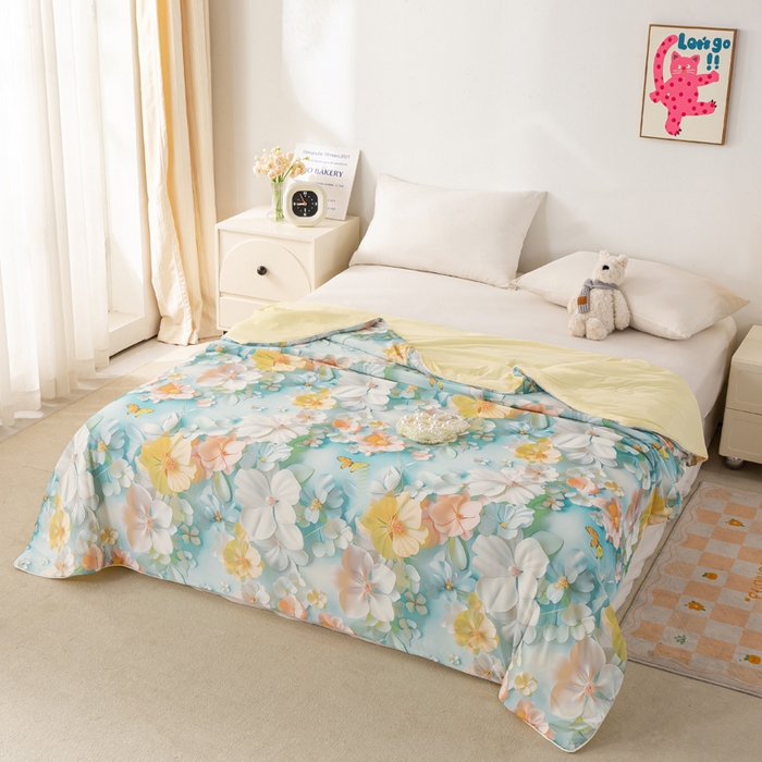 91家纺网 家纺一手货源 找家纺 （总） 居易简 2025新款5D立体夏被空调被A类云母仿锦氨凉感丝夏凉被